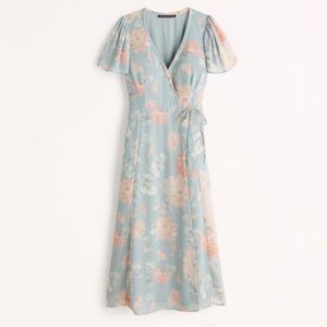 Angel Sleeve Wrap Midi Dress